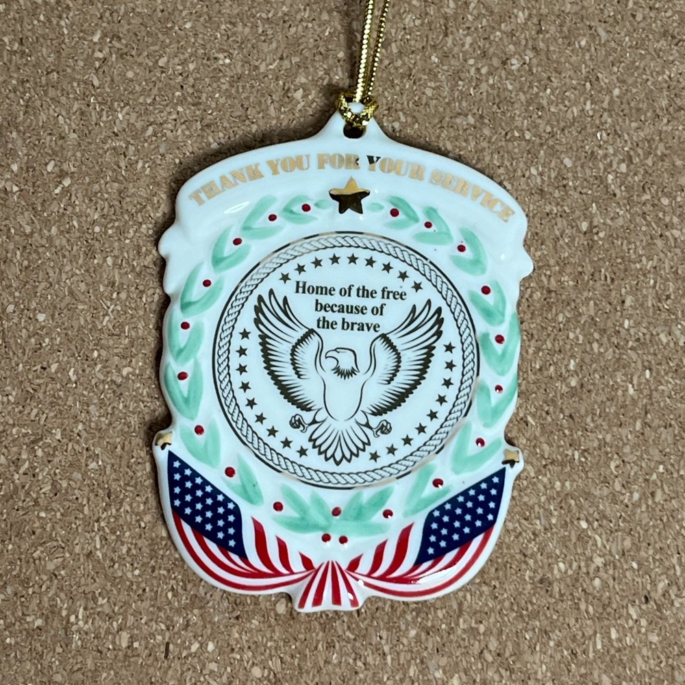 Lenox Ornament Christmas Military Eagle Flags